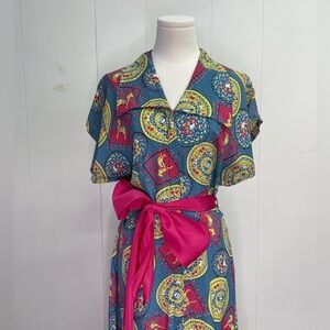 Vintage 1940’s Rare Wartime Cold Rayon Midi Dress